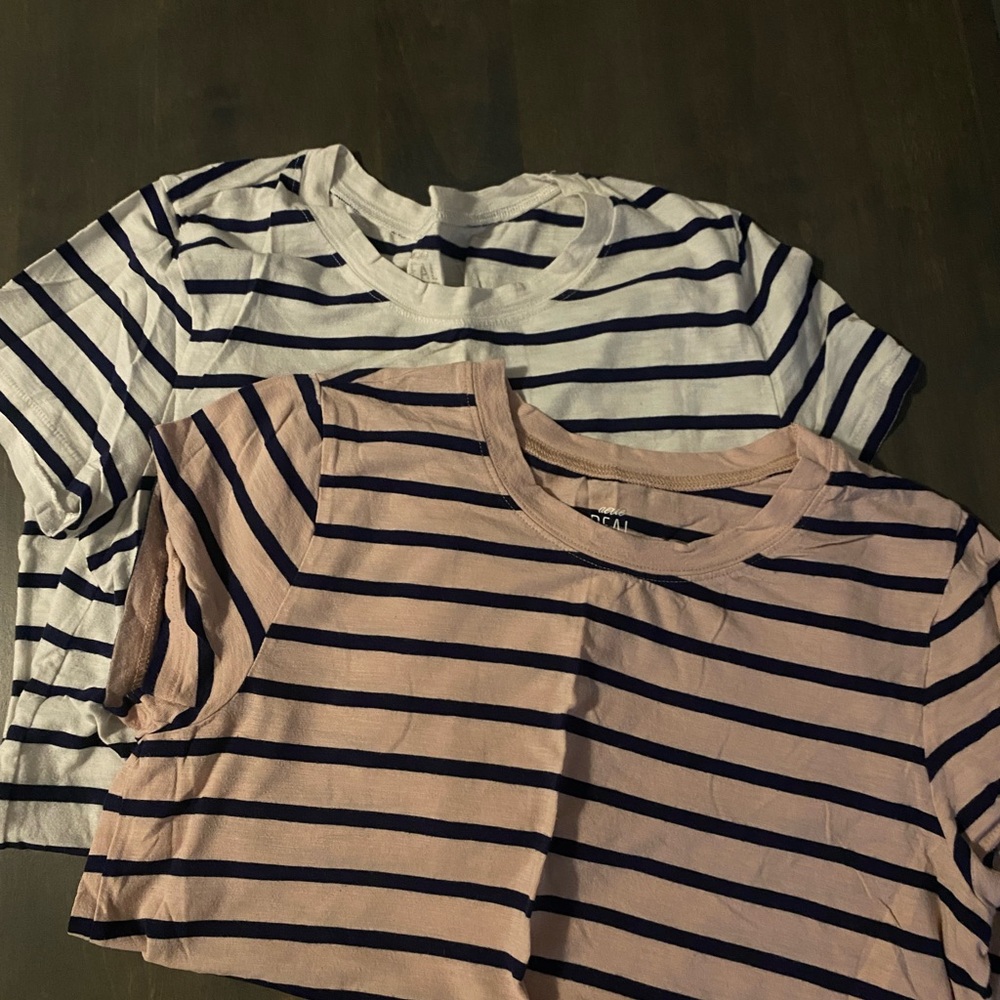 Aerie Navy and Pink Striped Tee (lot of 2)